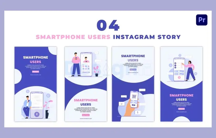 Smartphone Users 2D Character Instagram Story Template